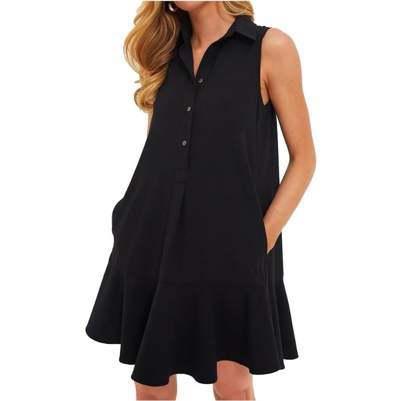 Wholesale spring and summer pure cotton sleeveless shirt with lotus leaf hem for Women Clothes