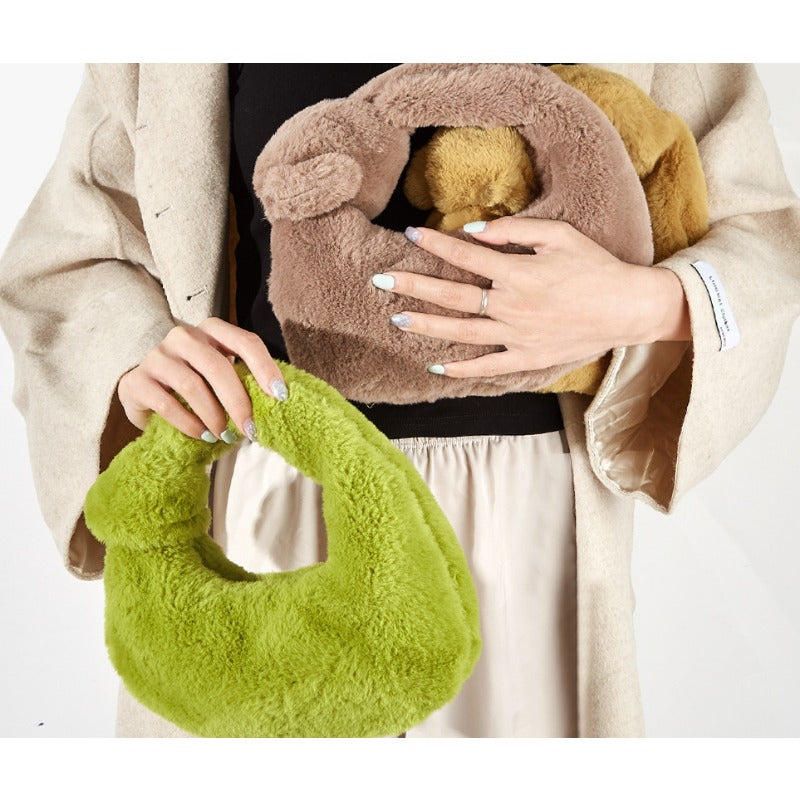 Wholesale Solid Color Knotted Plush Storage Bag