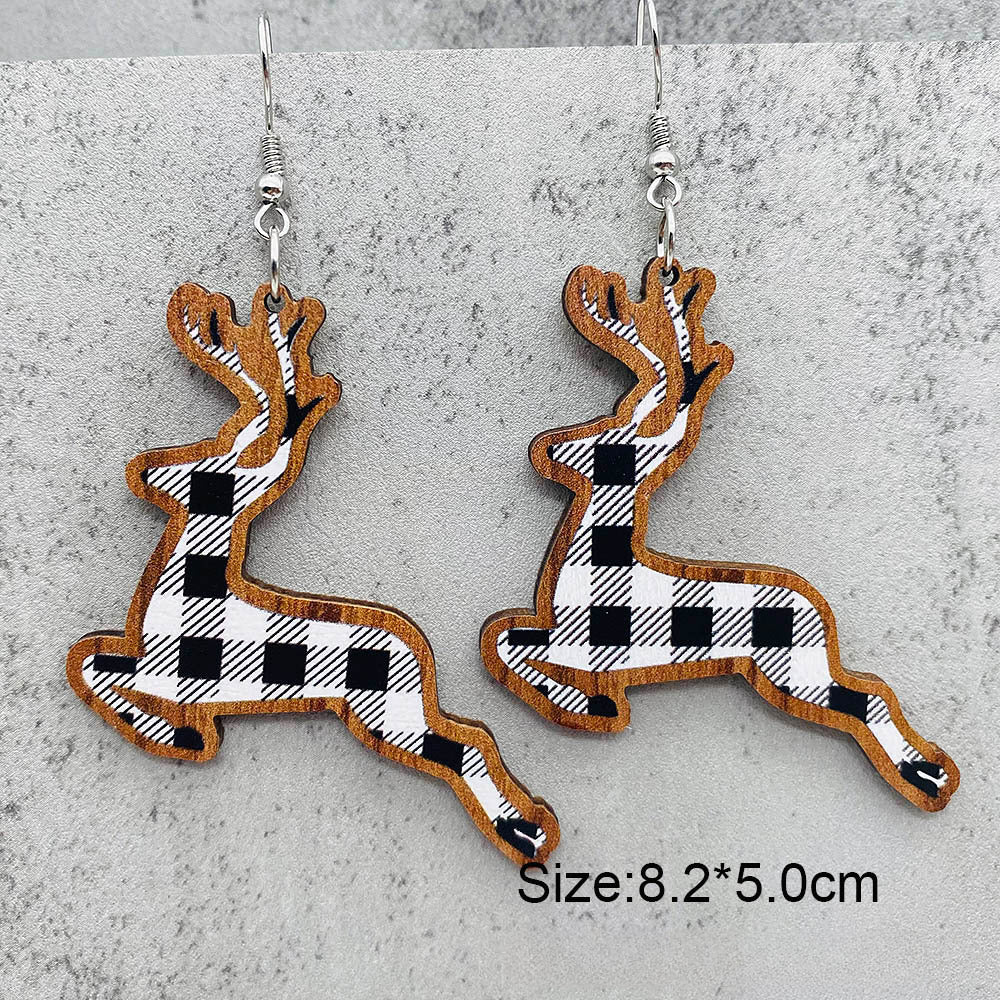 Wholesale Christmas Santa Claus Christmas Socks Elk Wooden Earrings