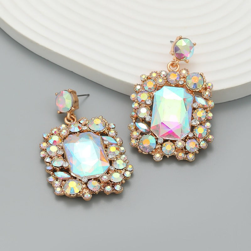 Wholesale Colored Diamond Square Gemstone Earrings