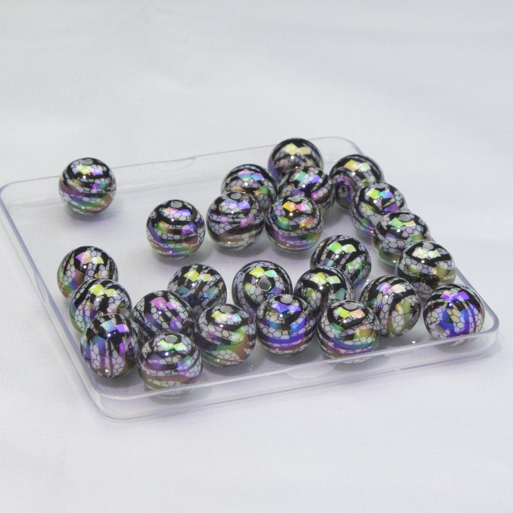 Wholesale 10pcs Lace Zebra Pattern Beads Round Beads