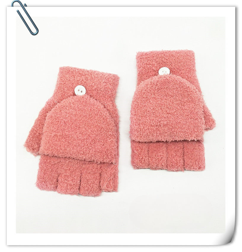 Wholesale Winter Women's Warm Flap Half-finger Gloves
