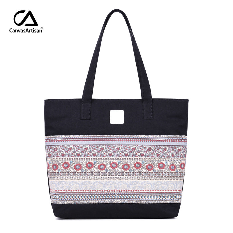 Wholesale Casual Ethnic Style Tote Canvas Shoulder Bag