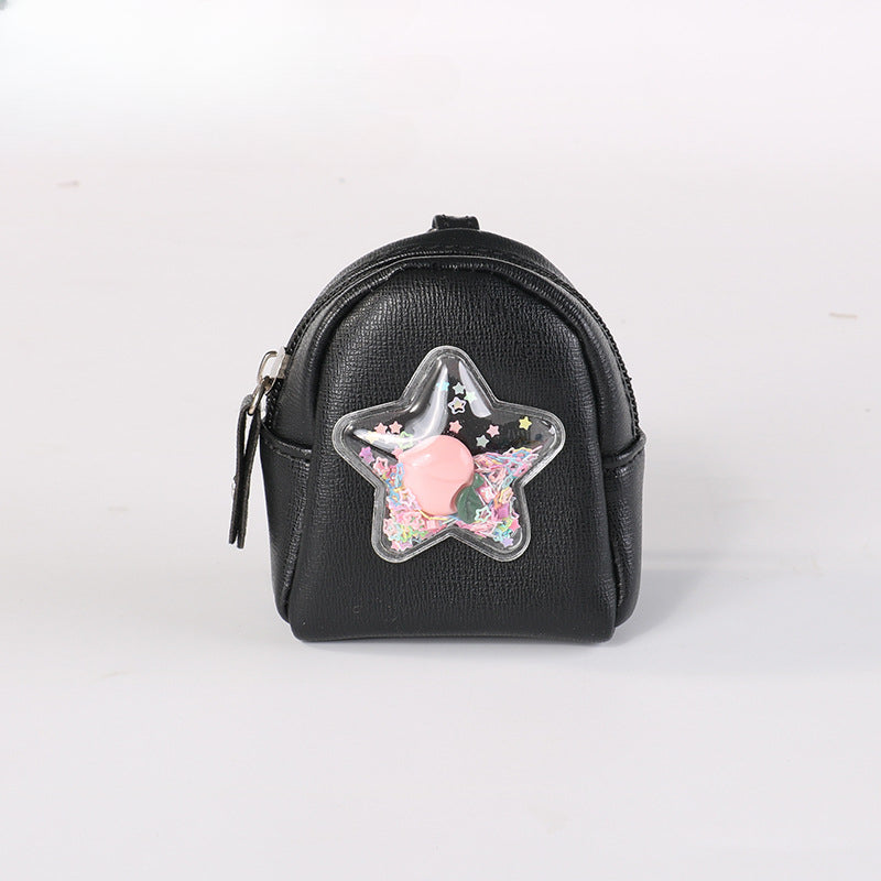 Wholesale Fruit Quicksand Mini Coin Purse PU leather Keychain