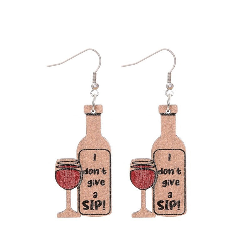 Wholesale Valentine's Day Creative Red Wine with Red Bottle Fashionable Temperament All-match Earrings