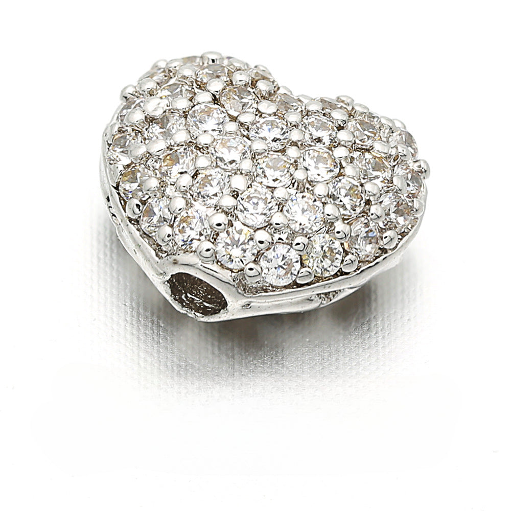 Wholesale Copper Micro Inlaid Peach Heart Beads