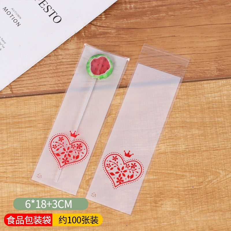 Wholesale 100PCS Long Baking Self-adhesive Bag Cookie Bag Biscuit Ziplock Bag