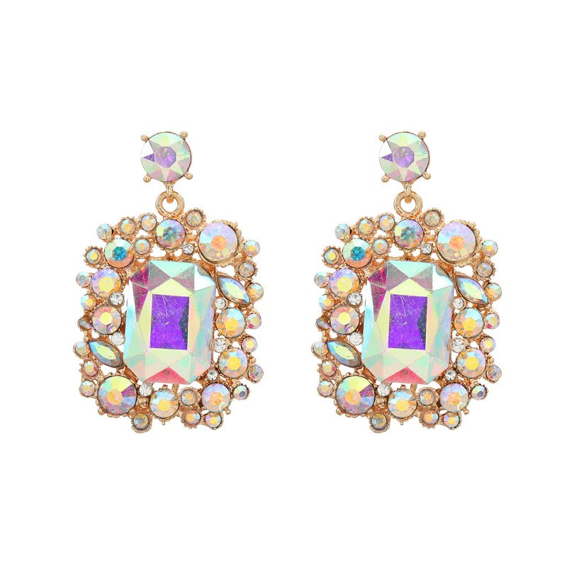 Wholesale Colored Diamond Square Gemstone Earrings