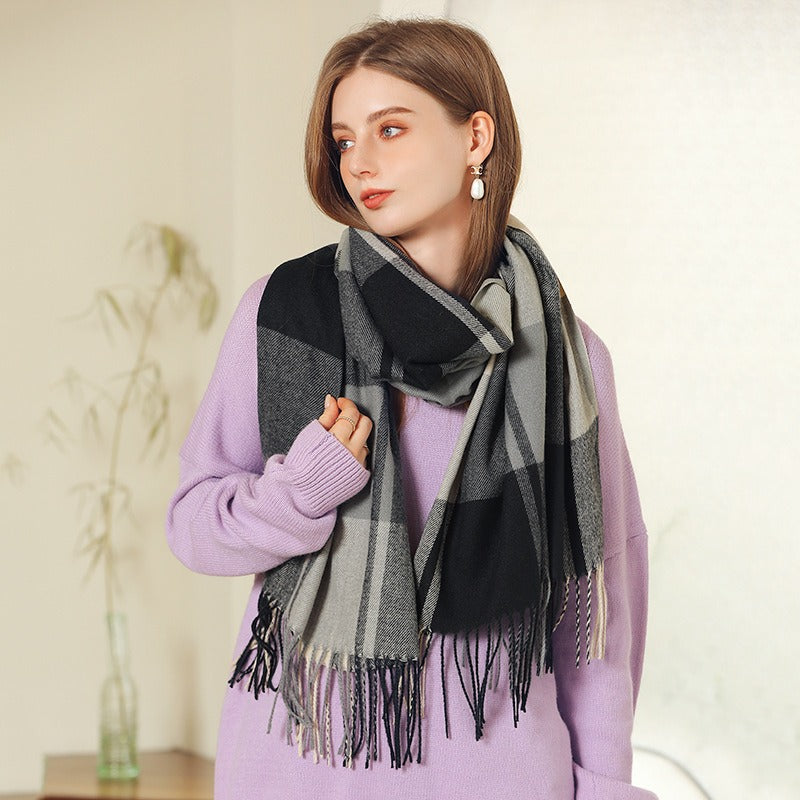 Wholesale Imitation Cashmere Scarf, Winter Shawl, Thick and Warm Tassel Scarf