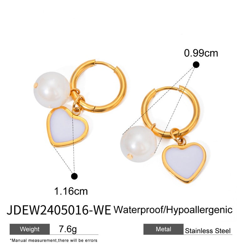 Wholesale Stainless Steel Pearl Heart High-grade 18k Titanium Steel Earrings
