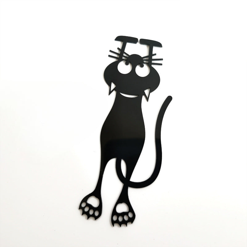 Wholesale Creative Hollow Black Kitten Plastic Bookmarks