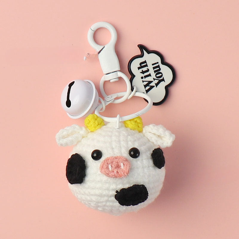 Wholesale Handmade Cute Cow Knitted Pendant Hook Weaving Keychain