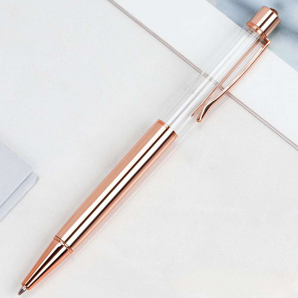 Wholesale Crystal Float Sequins Oiled Metal Colored Diamond Empty Tube DIY Pen