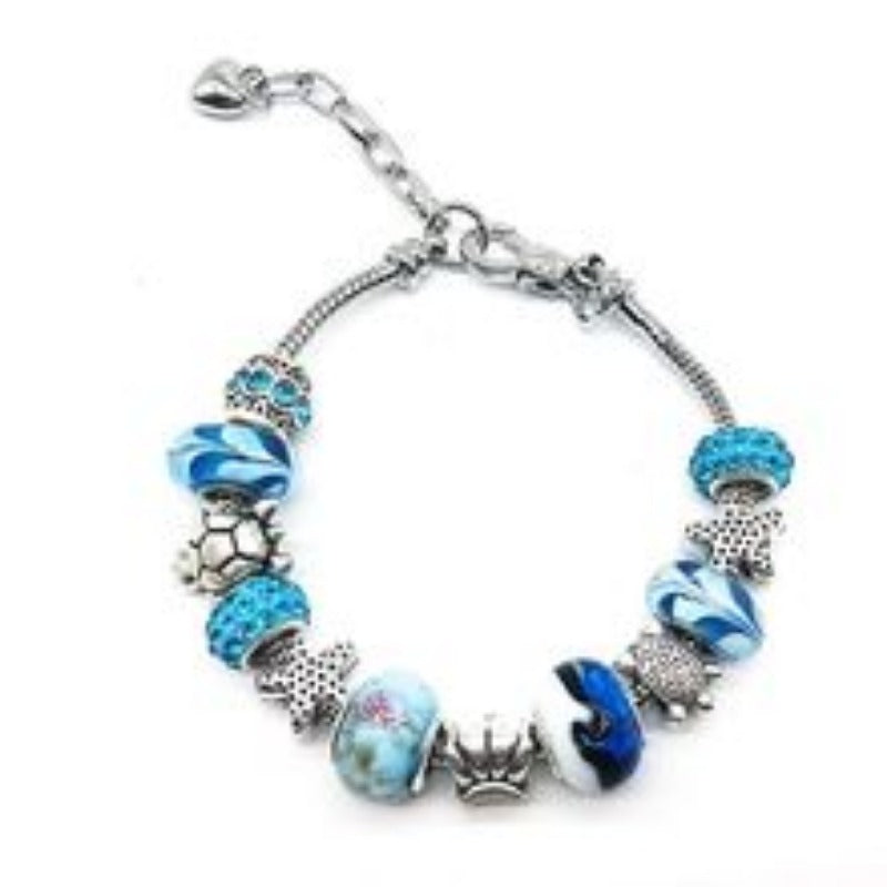 Wholesale DIY Starfish Turtle Glass Beaded Alloy Bracelet