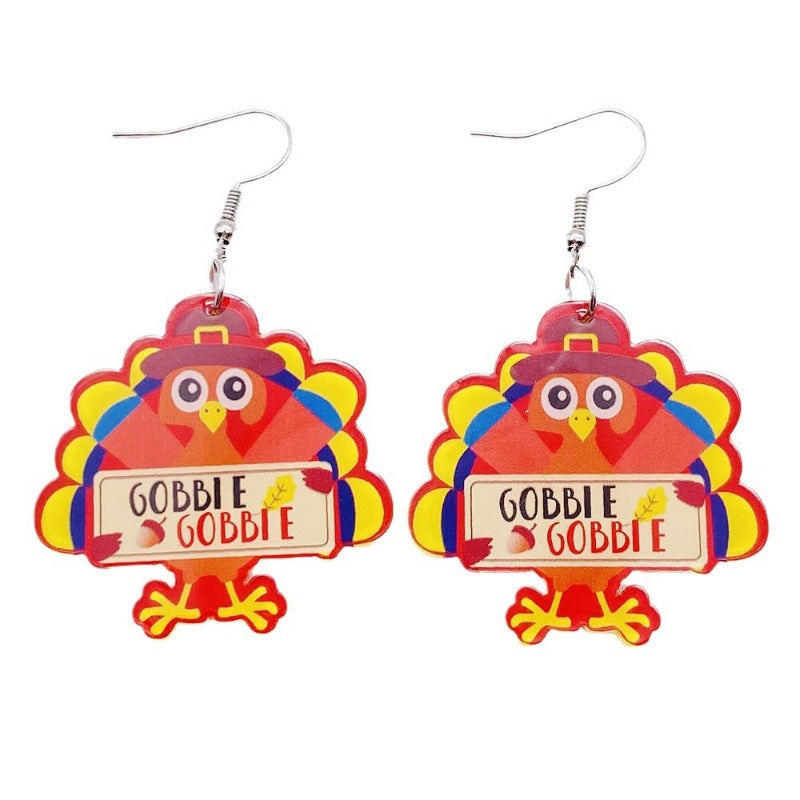 Wholesale Thanksgiving Turkey Acrylic Earrings