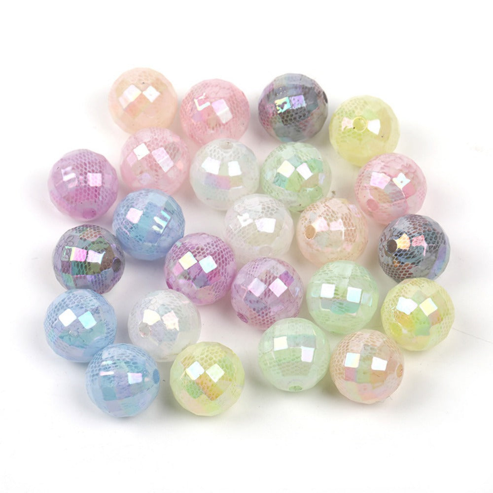 Wholesale 100pcs Acrylic Lace Faceted Round Beads