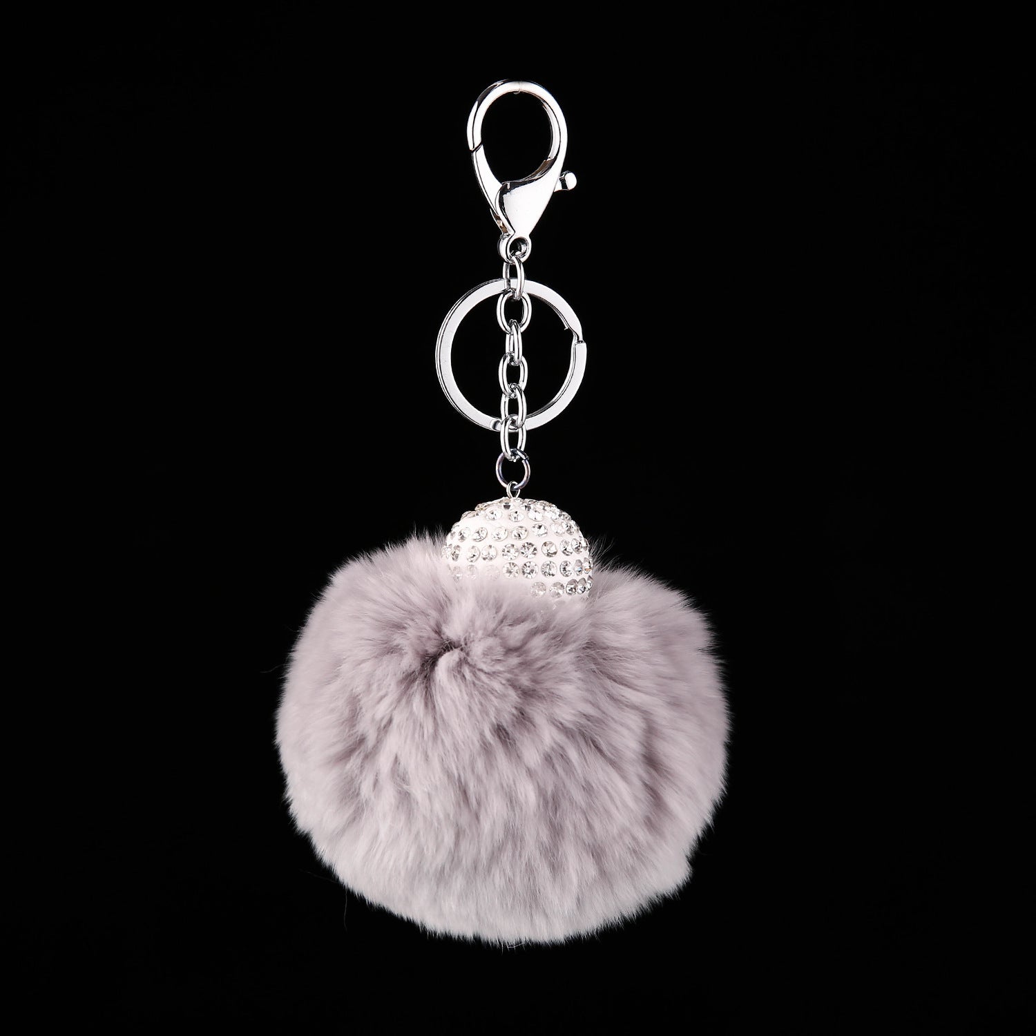 Wholesale Faux Fur Rhinestone Ball Keychain Plush Animal Bag Charm Decorative Gift For Purse Car Key