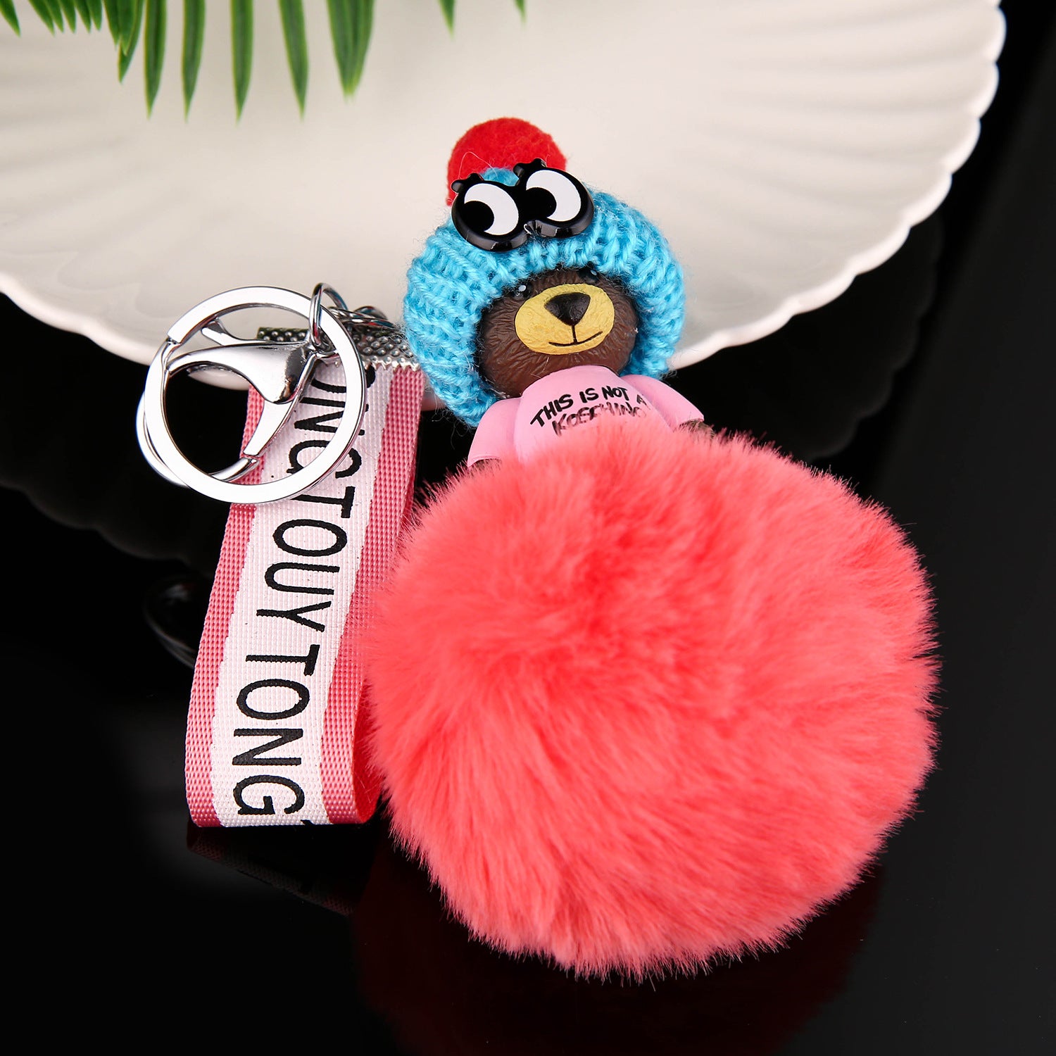 Wholesale Black Sleeping Baby Cartoon Plush Keychain Stylish Bag Charm For Car Keys