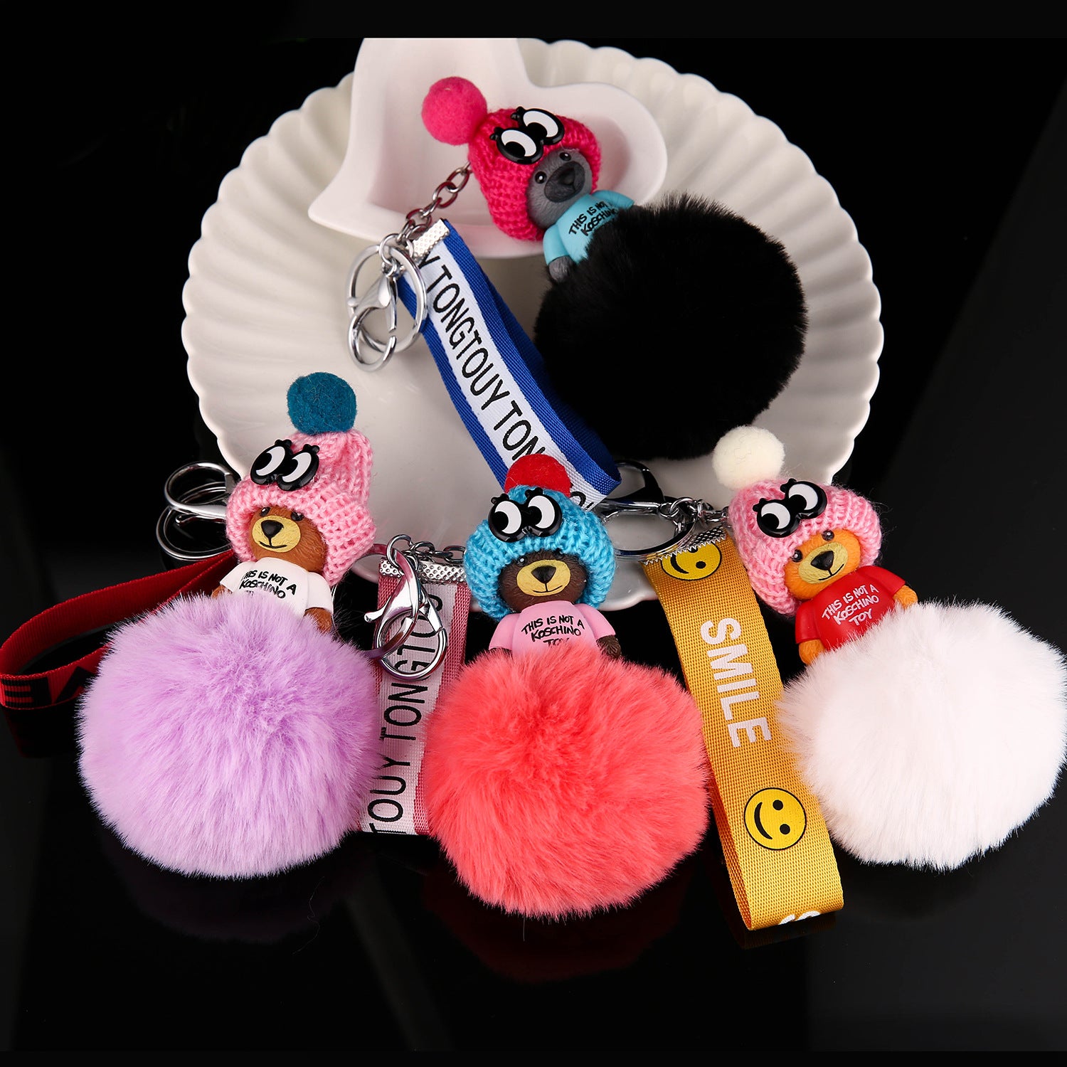Wholesale Black Sleeping Baby Cartoon Plush Keychain Stylish Bag Charm For Car Keys