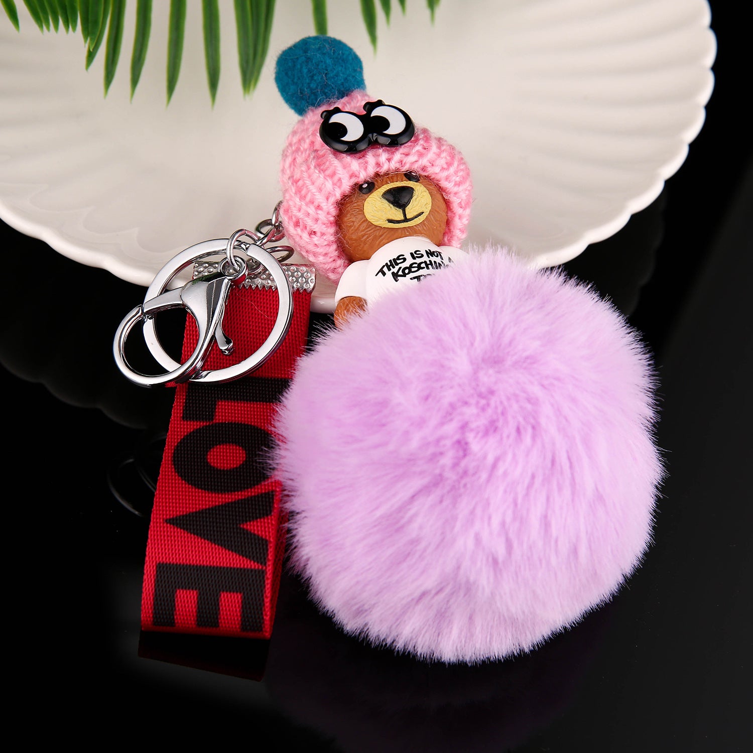 Wholesale Black Sleeping Baby Cartoon Plush Keychain Stylish Bag Charm For Car Keys