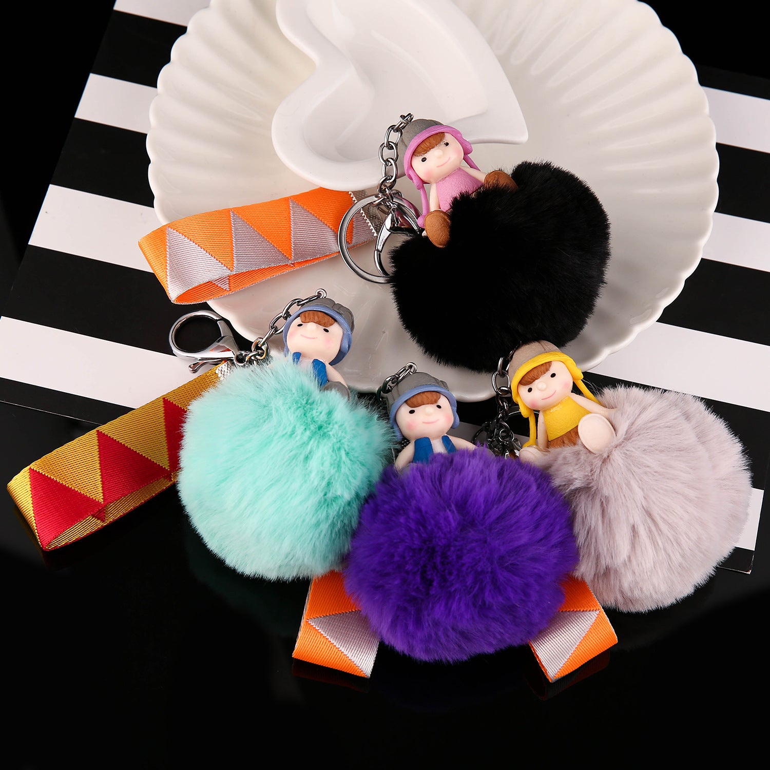 Wholesale Trendy Plush Doll Keychain Cute Keyring Pendant Car Key Accessory Bag Charm