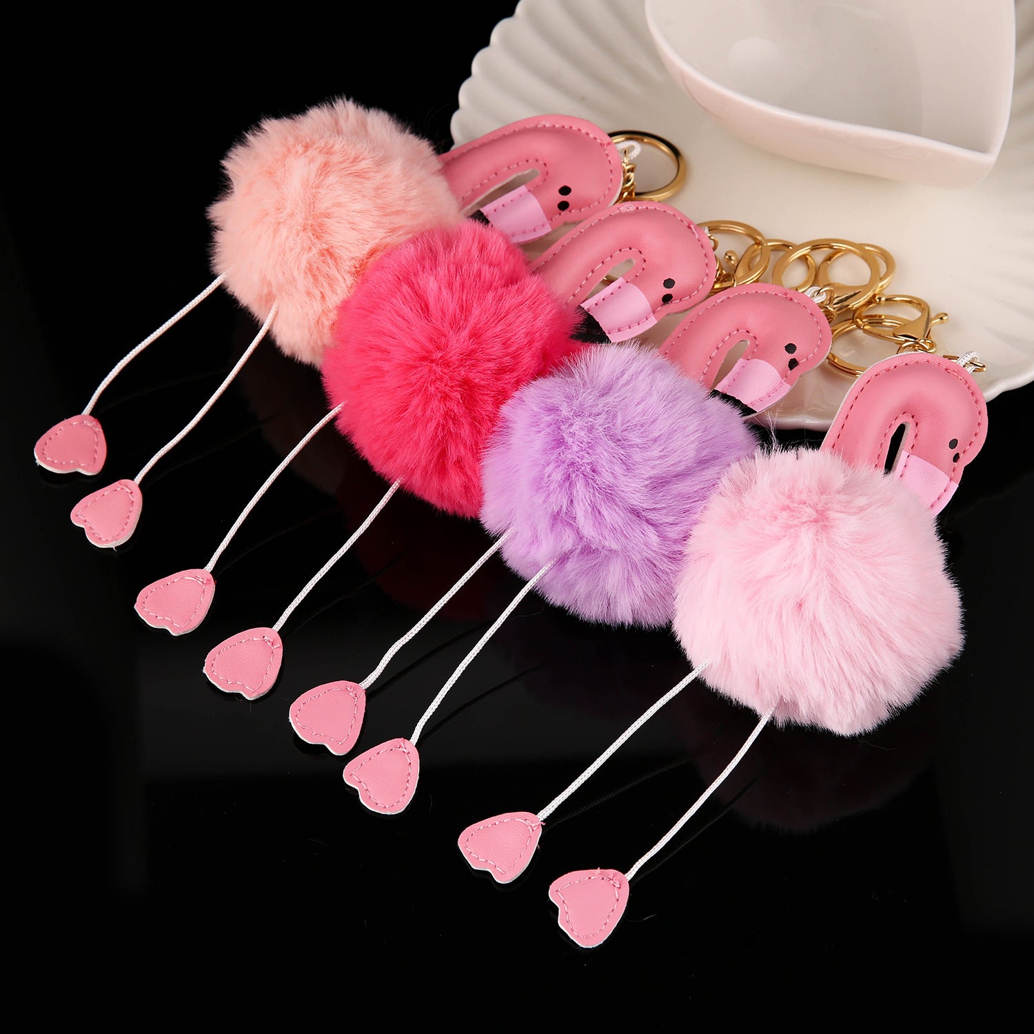 Wholesale Stylish Plush Flamingo Keychain Bag Charm Red Korean Cute Soft Girl Design Fashion Accessory Gift