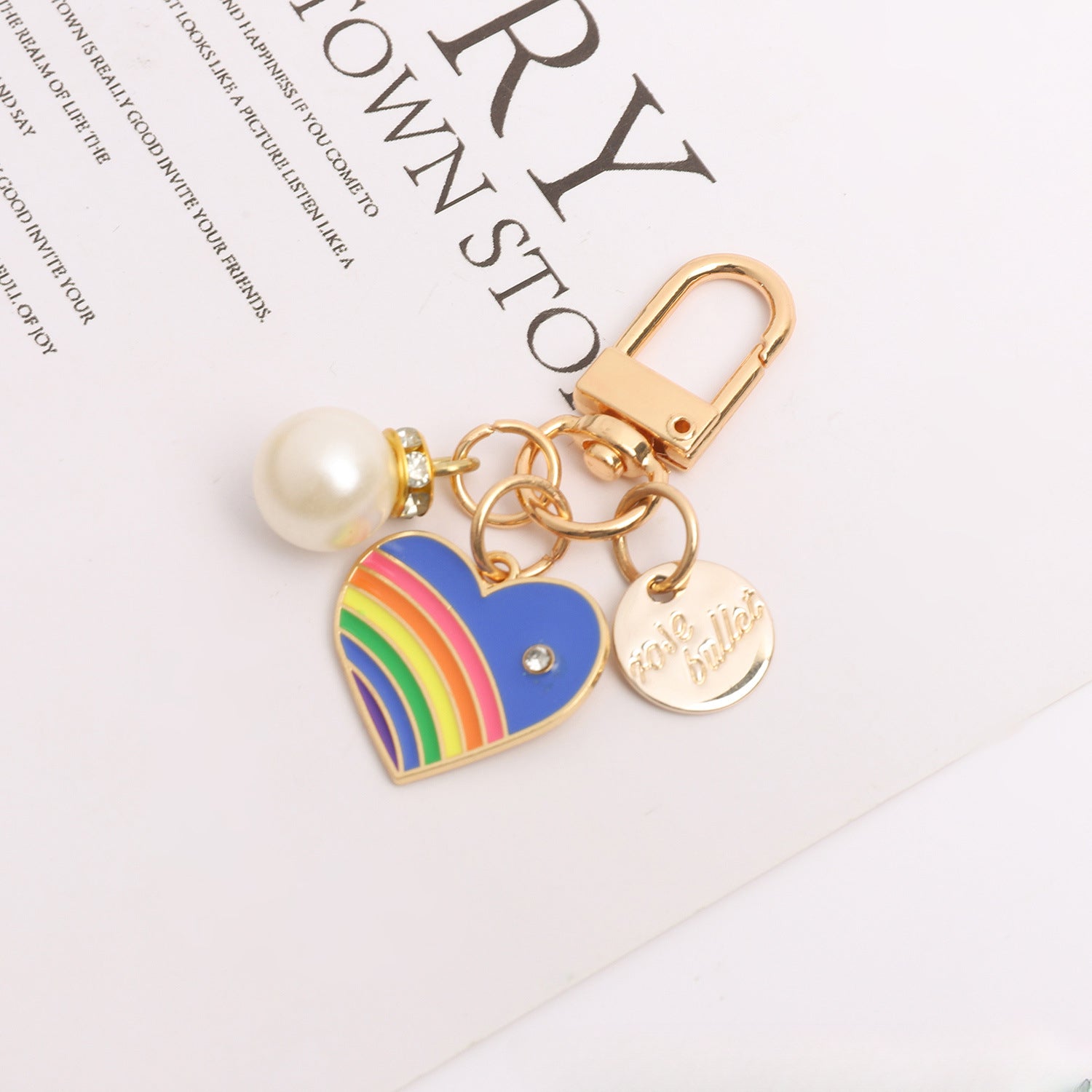 Wholesale Rainbow Heart Alloy Keychains
