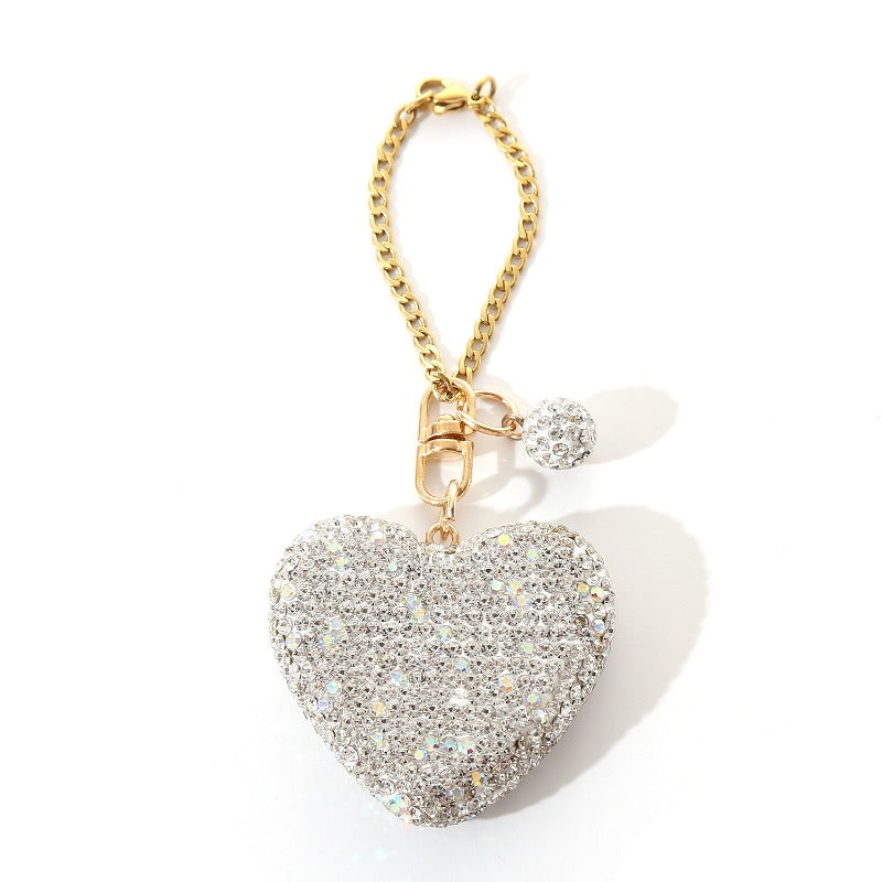 Wholesale Creative Love Fashion Water Diamond Peach Heart Car Keychains