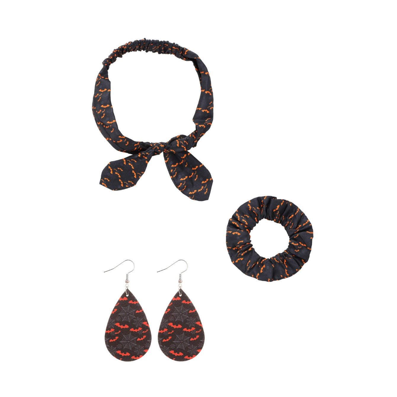 Wholesale New Sweet and Cute Polka Dot Print Bunny Headband Headband Hoop Earrings Three-piece Set