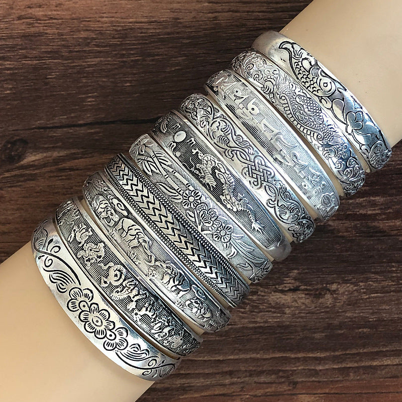 Wholesale Vintage Carved Opening Ethnic Style Bracelets