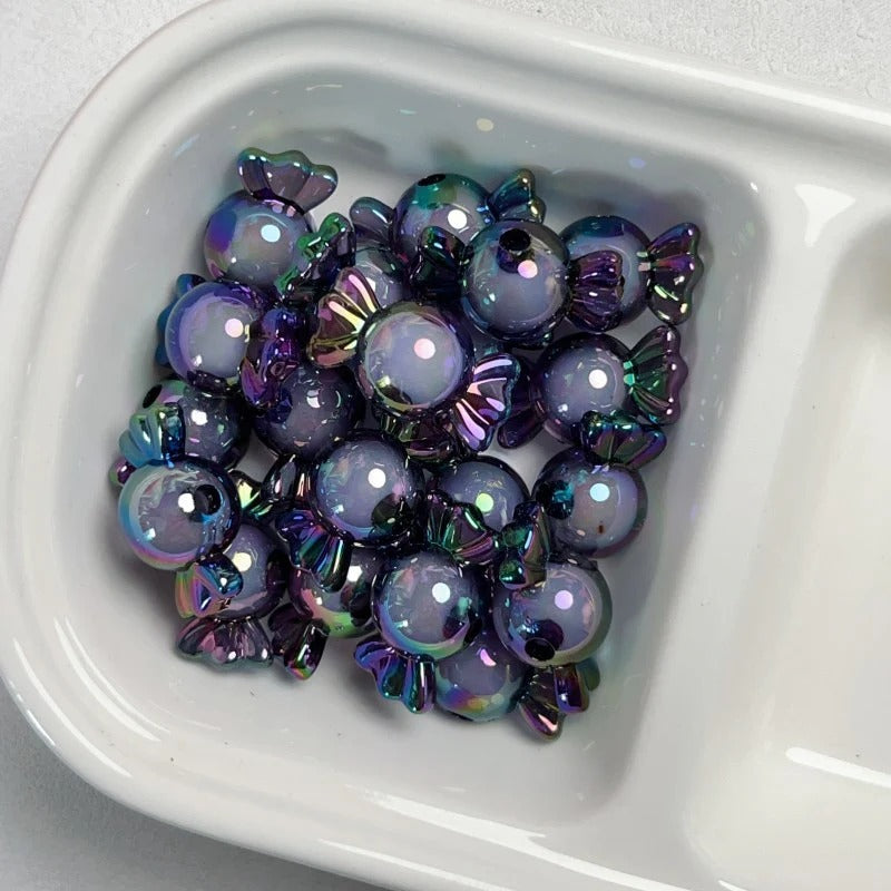 Wholesale 10pcs Acrylic Black Series Color Plated Loose Beads