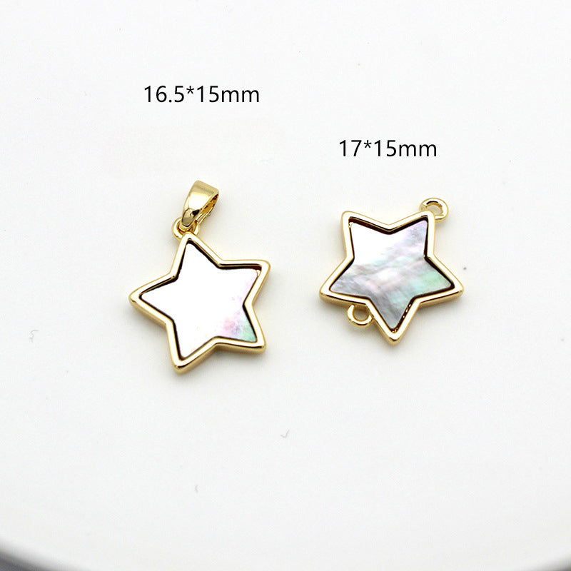 Wholesale Pure Brass Plated 18K Gold Black Shell Geometric Pendant Pendant Necklace Bracelet Single Hanging Double Hanging DIY Jewelry Accessories