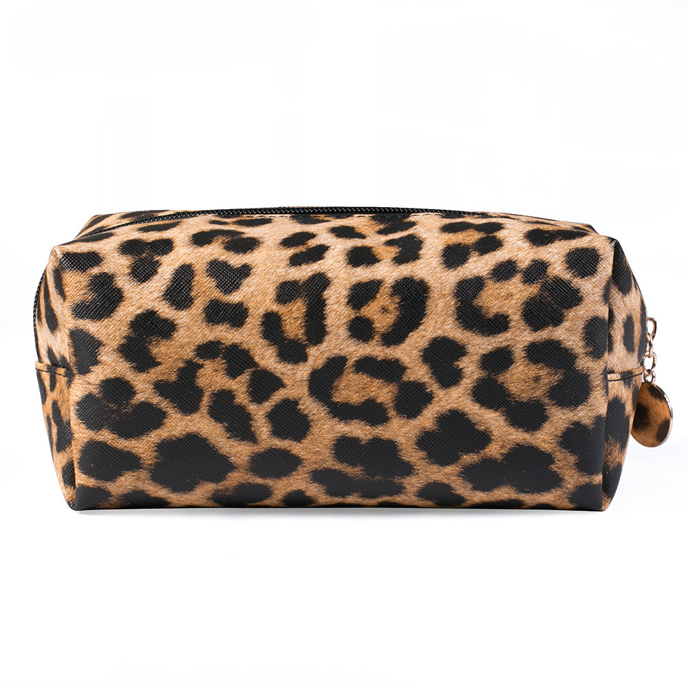 Wholesale PU Leopard Pattern Makeup Bag Large Capacity Multi Functional Portable Storage Bag