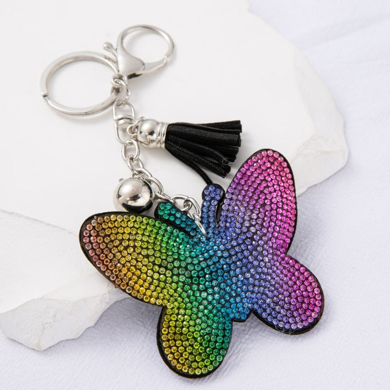 Wholesale Diamond-studded Colorful Butterfly Pendant Hot Diamond Handmade Pendant Keychains
