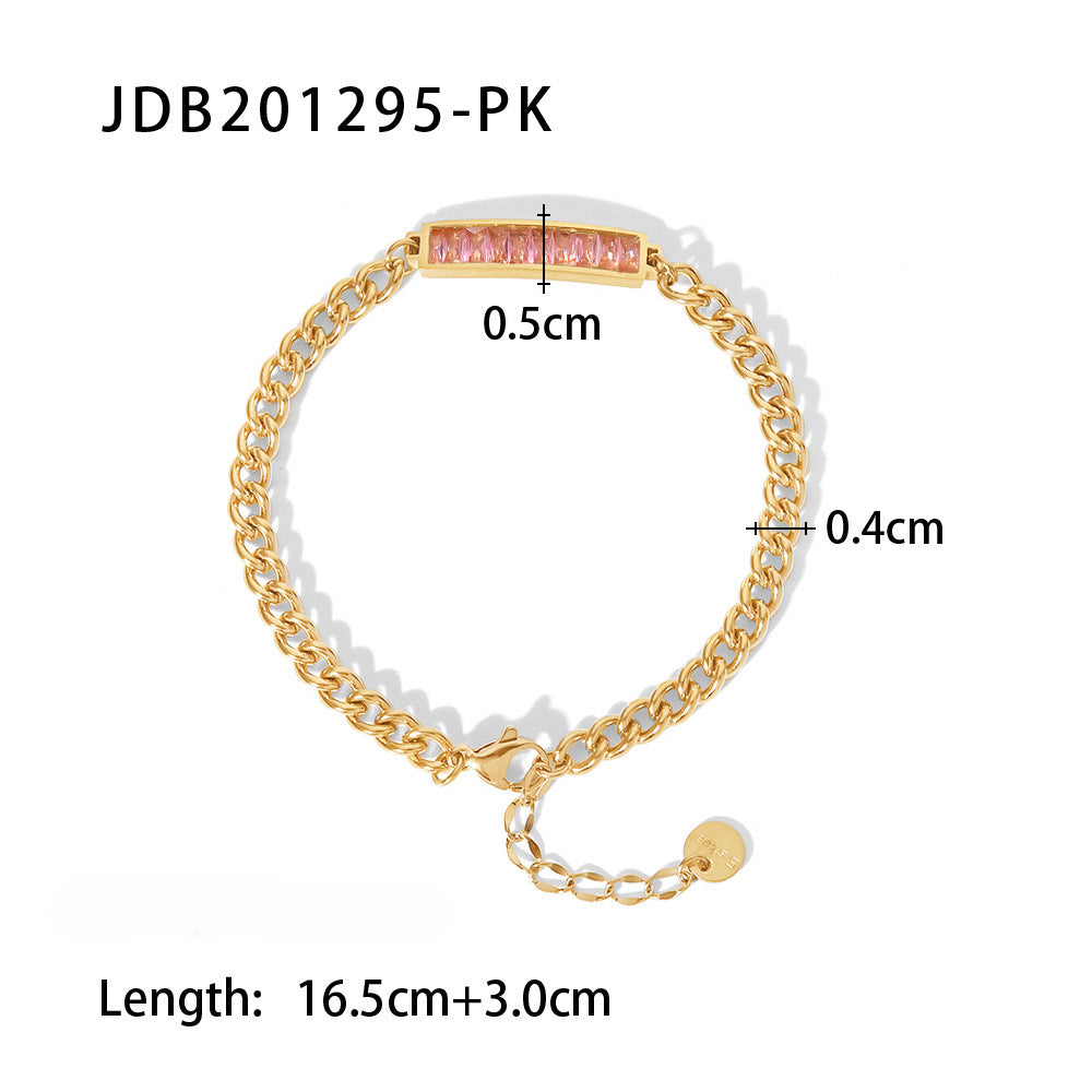 Wholesale Stainless Steel Inlaid Zircon Bracelet