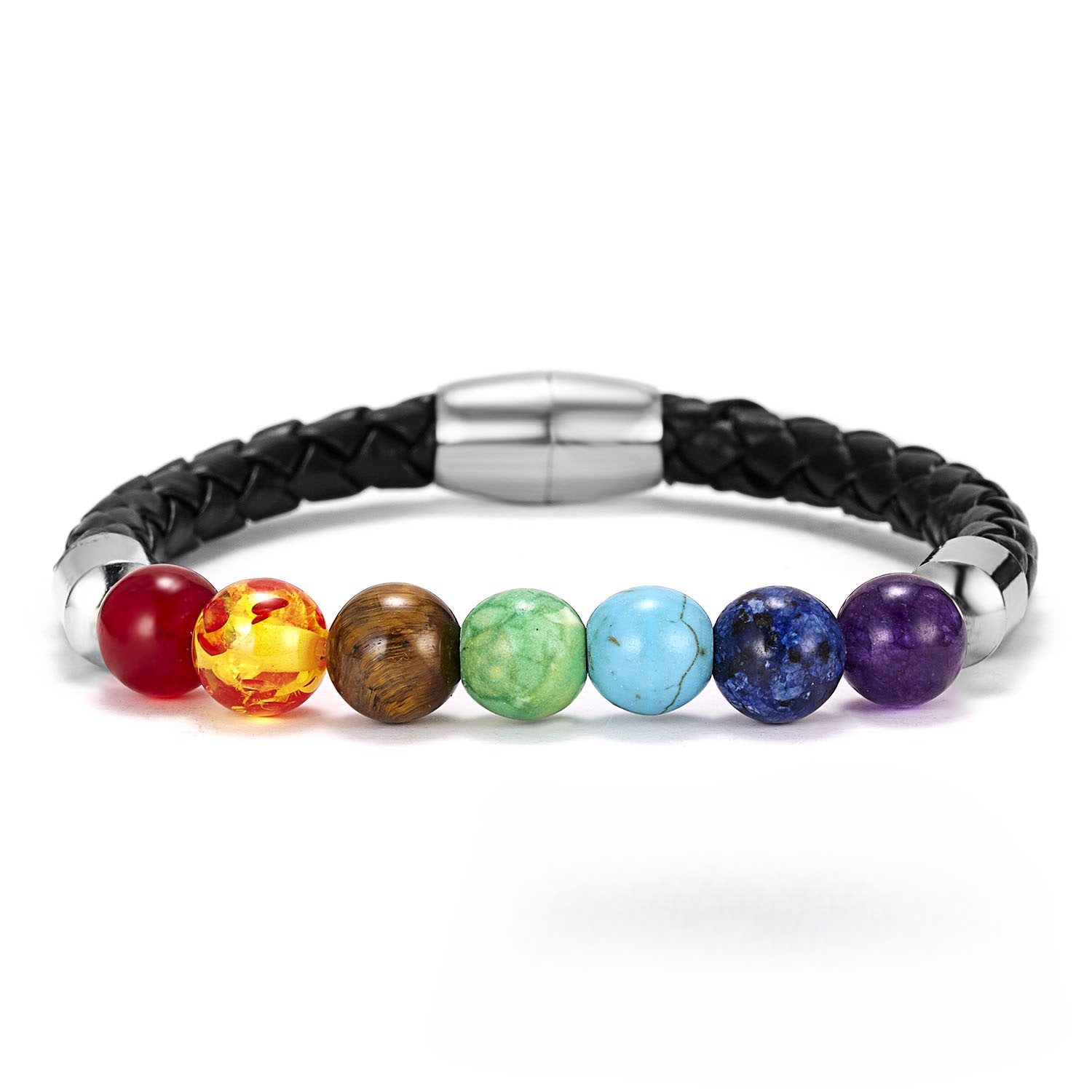 Brazalete de cierre magnético de piedra al por mayor pulsera tejida