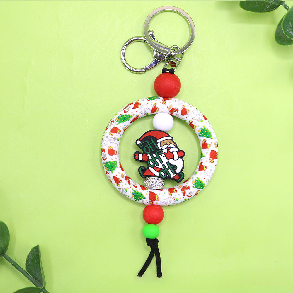 Wholesale Christmas Silicone Bead Keychain