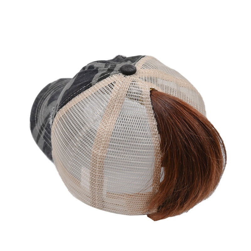 Wholesale Washed Cross Ponytail Fashionable Outdoor Sun Shading Duckbill Hat
