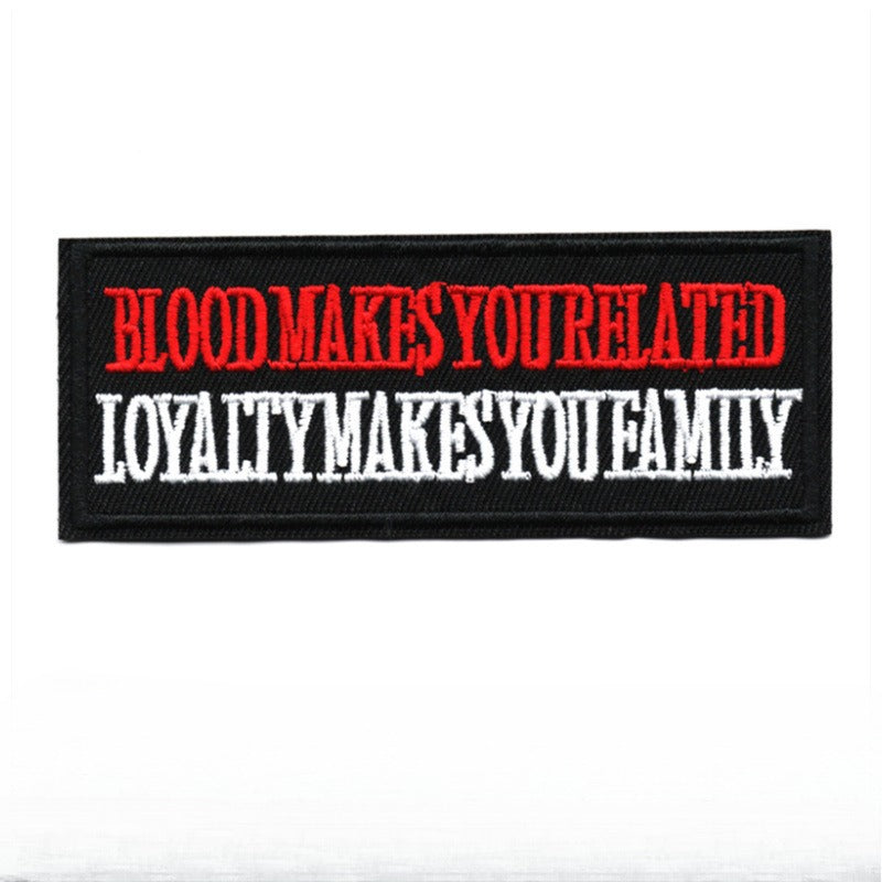 Wholesale Badge Embroidered with Black and White English Letters Rectangular Patch