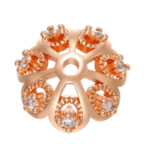 Wholesale Copper Flower Holders with Hollow Patterns Zircon DIY Beads