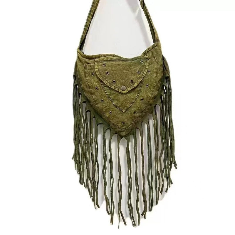 Wholesale Hippie Wasteland Style Bohemian Ethnic Style Niche Tassel Crossbody Shoulder Bag
