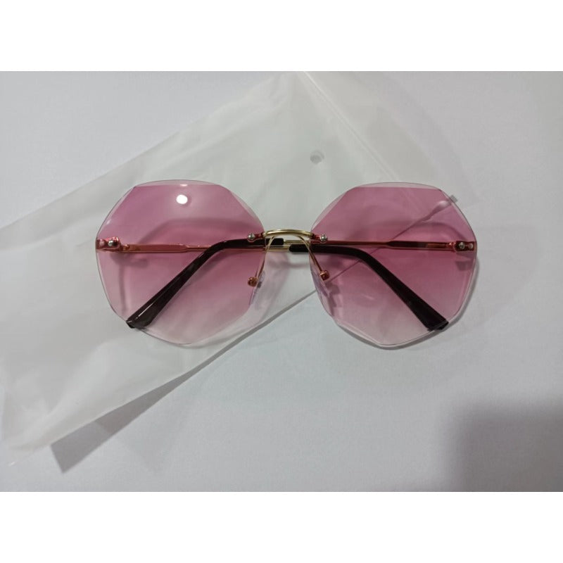 Wholesale New Metal Frameless Polygon Ladies PC Sunglasses