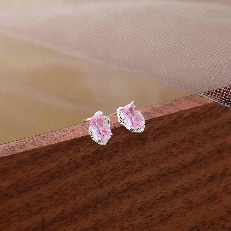 Wholesale S999 Sterling Silver Earrings Pink Girly Heart Earrings