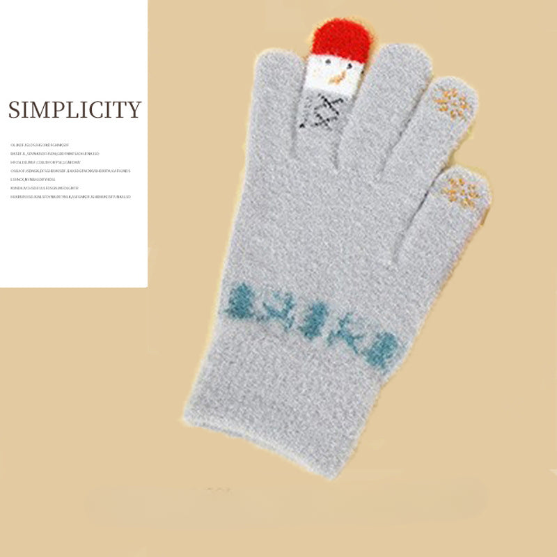 Wholesale Autumn and Winter Christmas Snowman Touch Screen Imitation Cashmere Cycling Plush Thickened Gloves