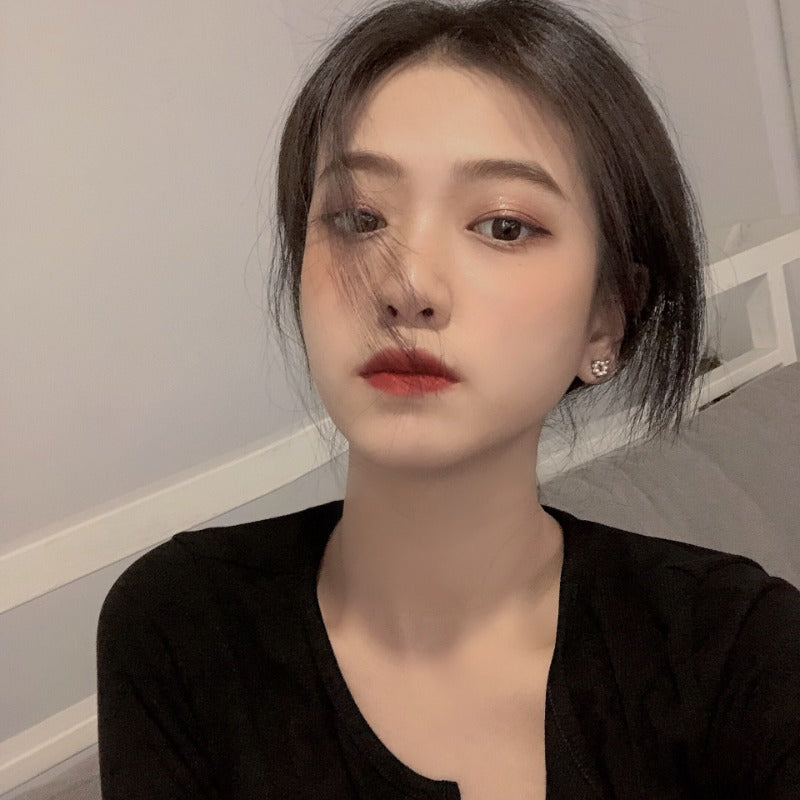 Wholesale S925 Silver Needle Geometric Circle Pearl Charm Gentle Personality Small and Versatile Earrings