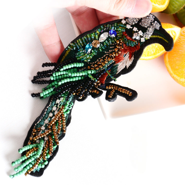 Wholesale DIY Handmade Beaded Cloth Patches Peacock Clothes Hat Accessories