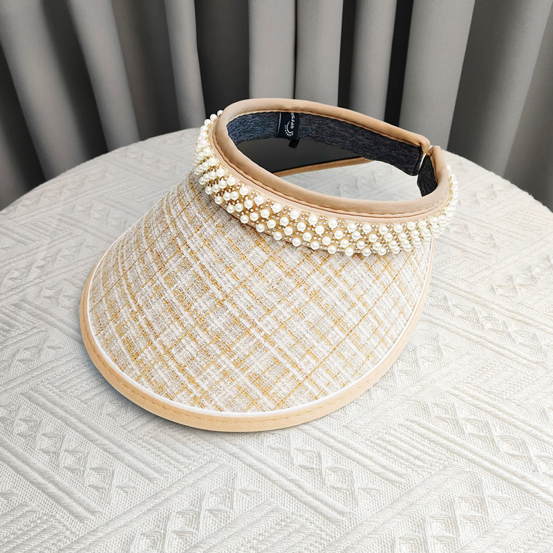 Wholesale Pearl Black Gum Big Eaves Hair Hoops Polyester Sun Hat