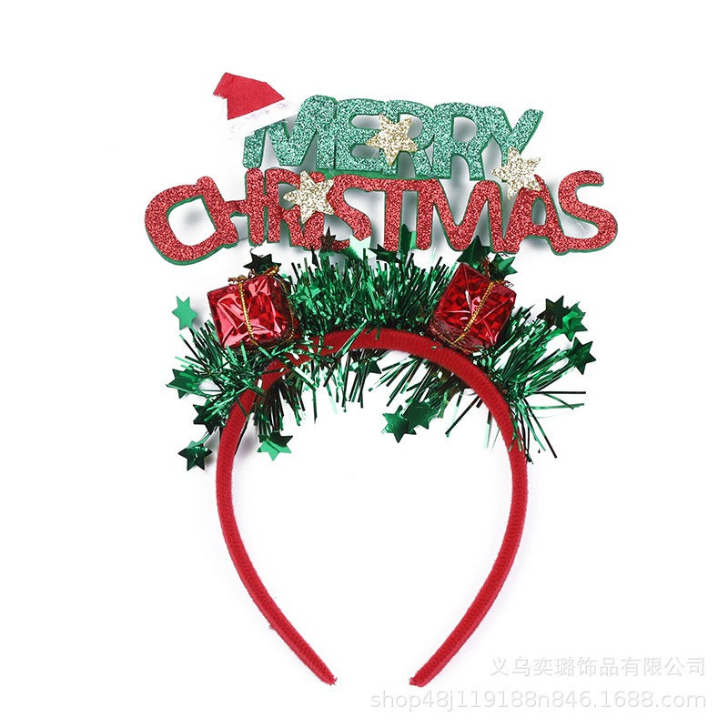 Wholesale Christmas Antlers Sparkling Pink Silver Ball Headband