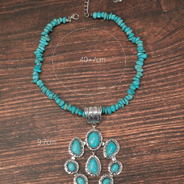 Wholesale Bohemia Water Drop Shape Turquoise Pendant Necklaces