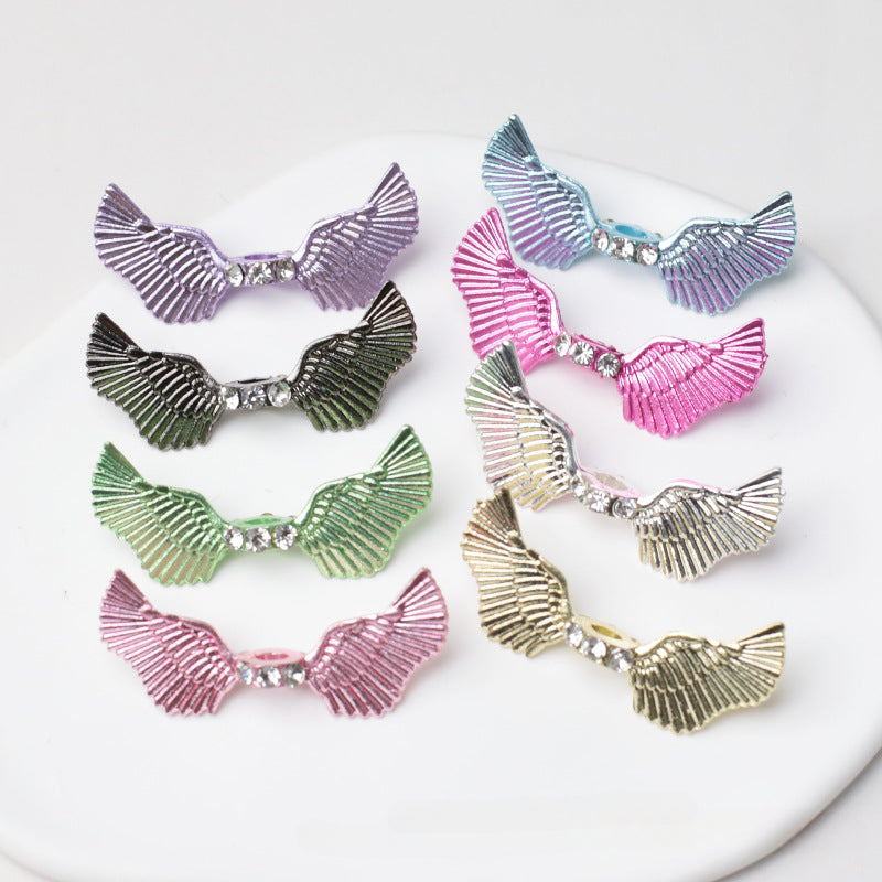 Wholesale 50PCS DIY Metal Electroplated Colorful Wings Butterfly Vertical Hole Loose Beads